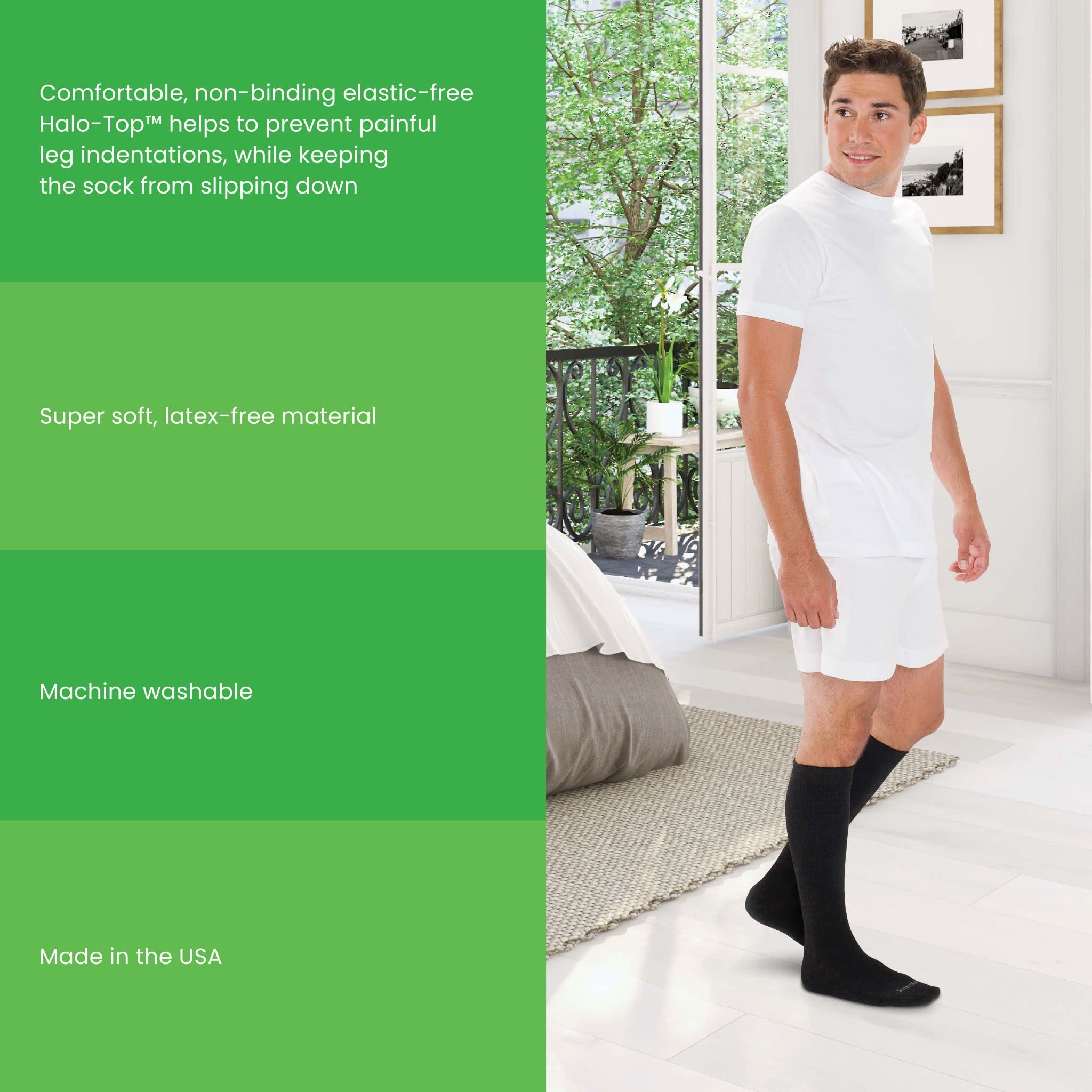 SMARTKNIT Seamless Diabetic Over-the-Calf Socks 3 Pack (6 Count), X-Large, White