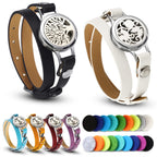 Bonuci 2 Pcs Essential Oil Diffuser Bracelet for Women Aromatherapy Fragrance Bracelet Locket Adjustable with 6 Replacement Leat