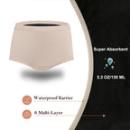 AIRCUTE Super Absorbent Incontinence Underwear for Women Leak Proof Heavy Bladder Leakage Night Briefs 150ML(Beige, Large)