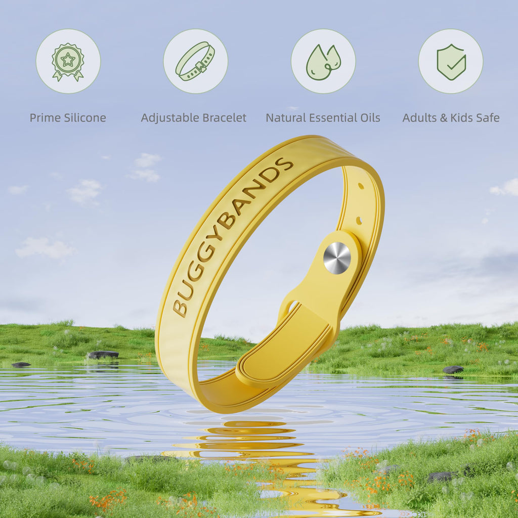 BuggyBands Mosquito Repellent Bracelets, 6 Pack Silicone Mosquito Repellent Bands with DEET Free, Natural & Waterproof Bug Wrist