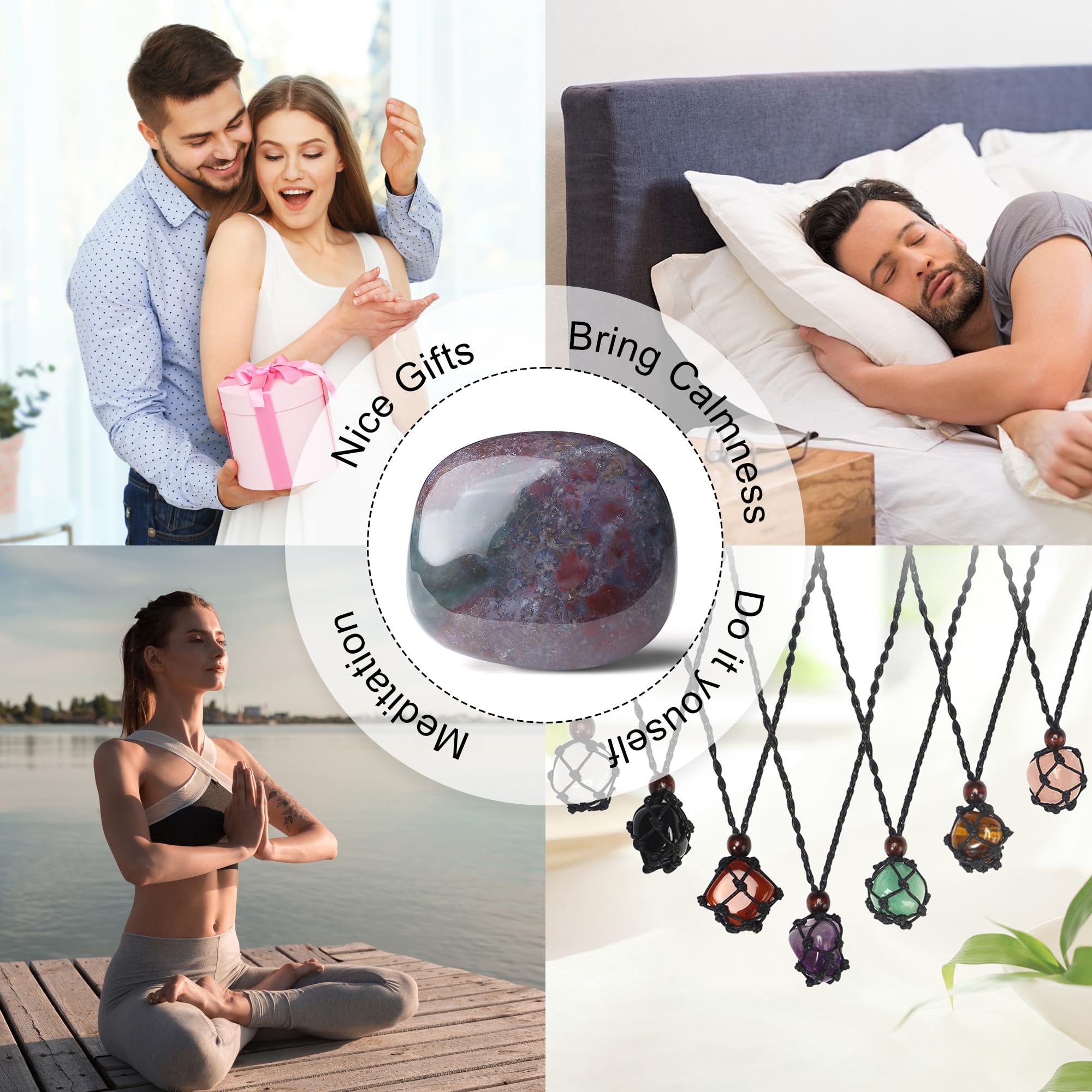 YATOJUZI 1.6''-2'' Indian Agate Natural Crystals and Healing Stones Worry Stones Polished Rocks Gemstones Palm Stone for Meditat