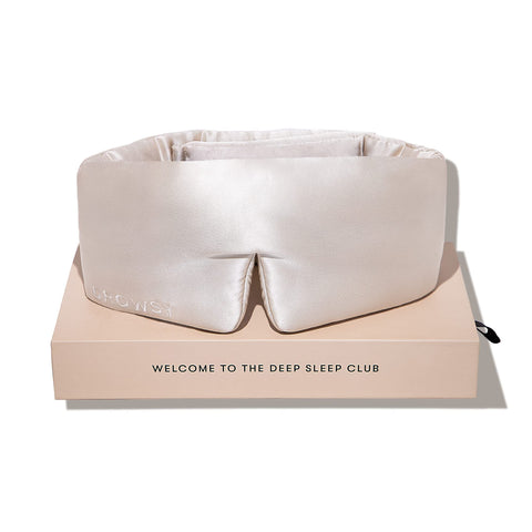 DROWSY Silk Sleep Mask Face-Hugging, Padded Silk cocoon for Luxury Sleep in Total Darkness (Dusty gold)