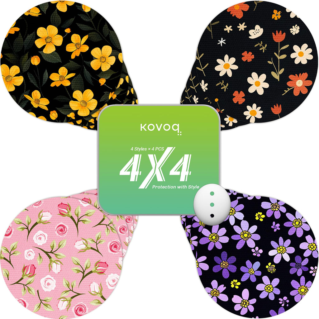 Kovoq - Dexcom G7 Over Patches, 16 Printed Waterproof Dexcom Stelo & G7 Over Patches, 1 Hardshell Cover for Enhanced Safeguard, 