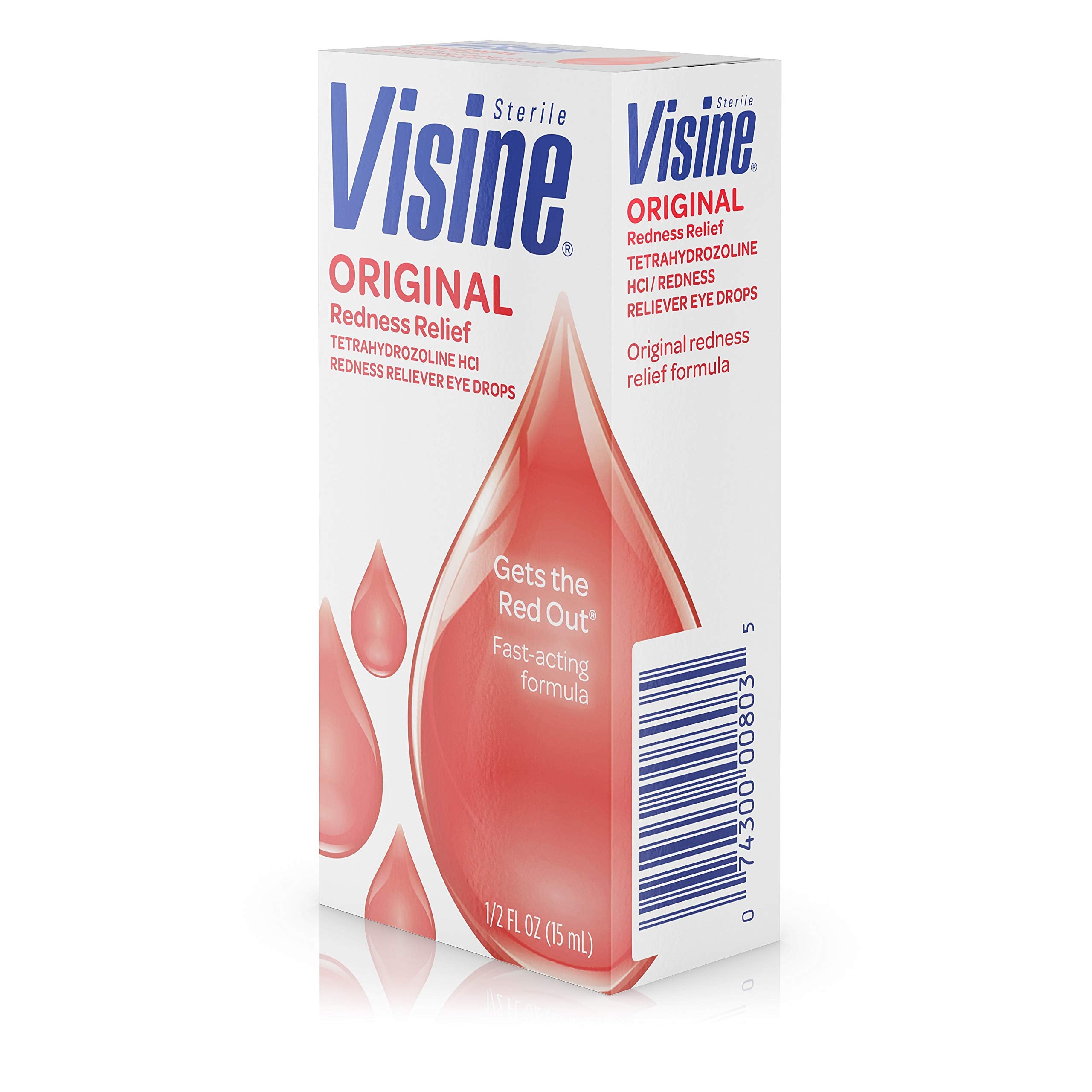 Visine Original Redness Relief Eye Drops to Help Relieve Red Eyes & Eye Irritation, 0.5 Fl Oz (Pack of 4)