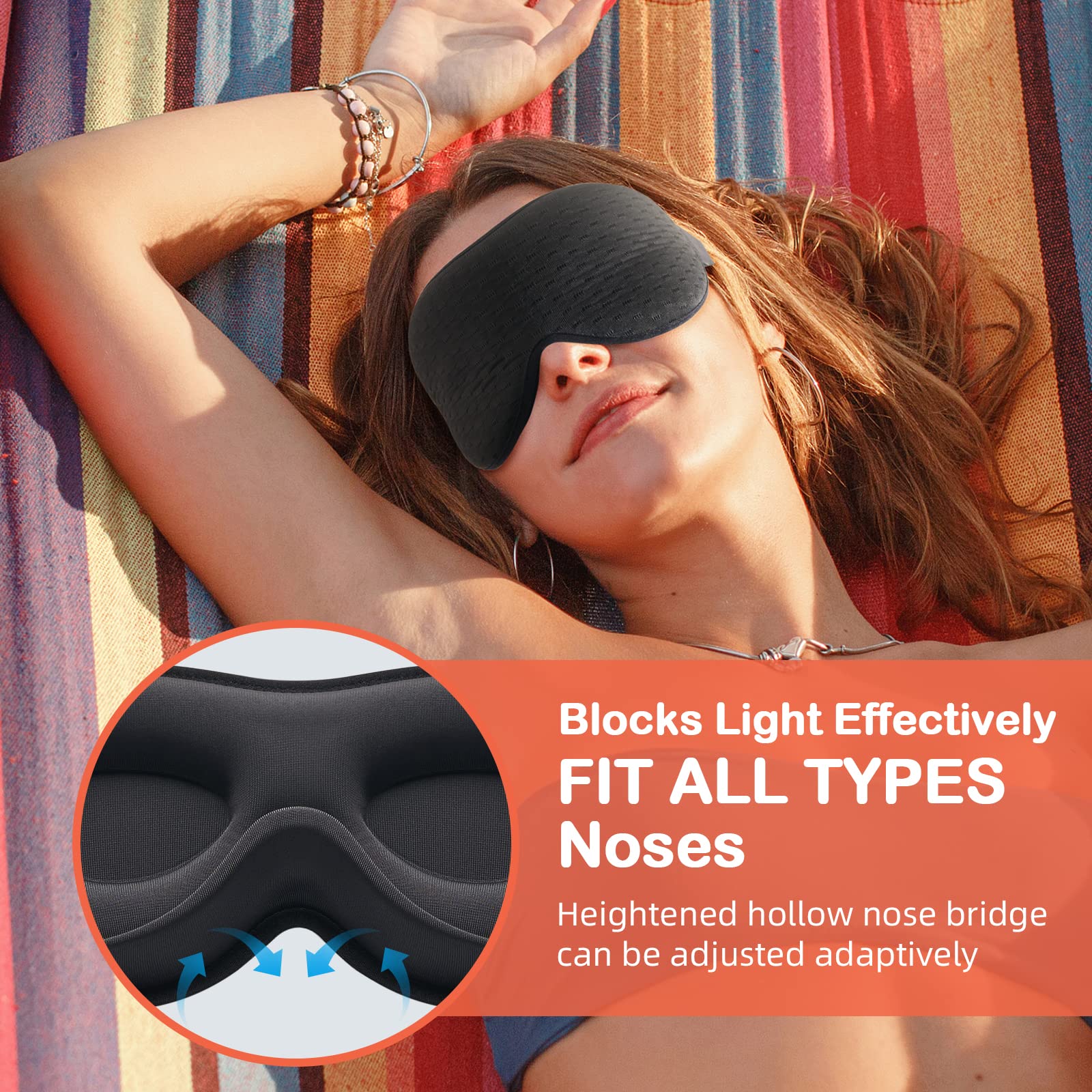 INNELO Contoured Sleep Mask for Side Sleepers - 100% Light Blocking, Soft and No Pressure on Eyes - Blindfold for Travel, Nap, Y