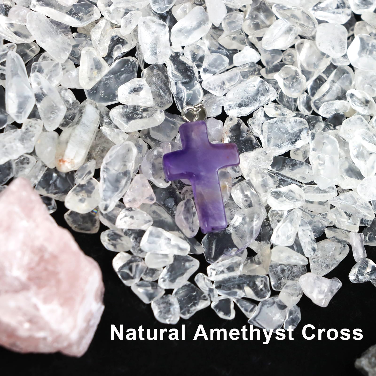 Togous Amethyst Cross Necklace for Women, Christian Gifts for Men, Crystal Cross Pendant Necklace, Inspirational Easter Religiou