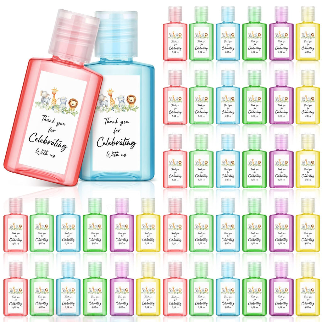 Gejoy 48 Pcs Jungle Animal Mini Hand Sanitizer Bulk Baby Shower Favors for Guest Hand Sanitizer Party Favors 1fl oz Travel Size 