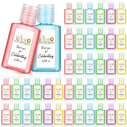 Gejoy 48 Pcs Jungle Animal Mini Hand Sanitizer Bulk Baby Shower Favors for Guest Hand Sanitizer Party Favors 1fl oz Travel Size 
