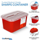 Oakridge Products Large Sharps Container for Home Use and Professional 1 Gallon (3-Pack), Biohazard Needle and Syringe Disposal,