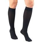 Truform Compression Socks, 15-20 mmHg, Women's Dress Socks, Knee High Over Calf Length, Navy Diamond Knit, Large