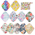 ReUseLife 12 Pieces Cloth Menstrual Pads,Reusable Sanitary Pads,Size 8 inch Panty Liner,Unscented