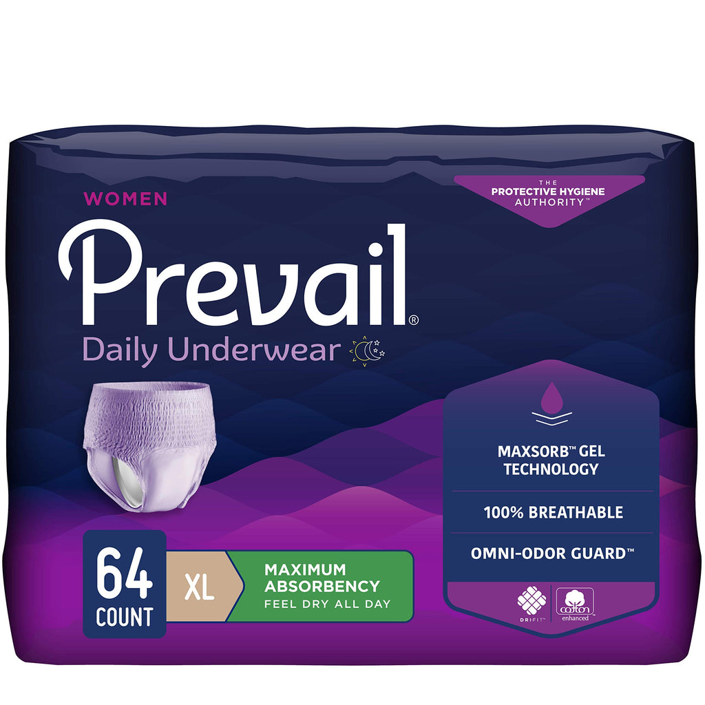 Prevail Proven | X-Large Pull-Up | Womens Incontinence Protective Underwear | Maximum Absorbency | 64 Count