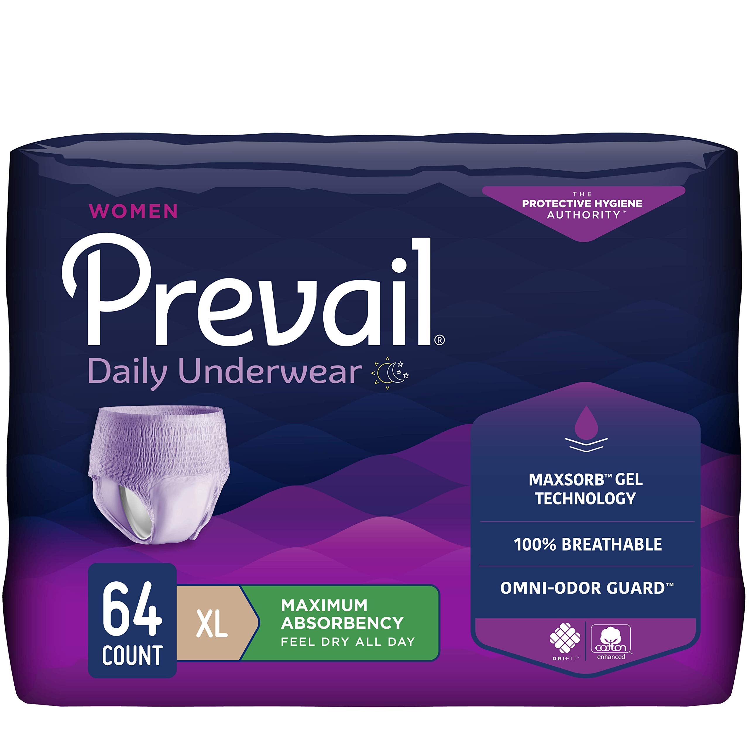Prevail Proven | X-Large Pull-Up | Womens Incontinence Protective Underwear | Maximum Absorbency | 64 Count