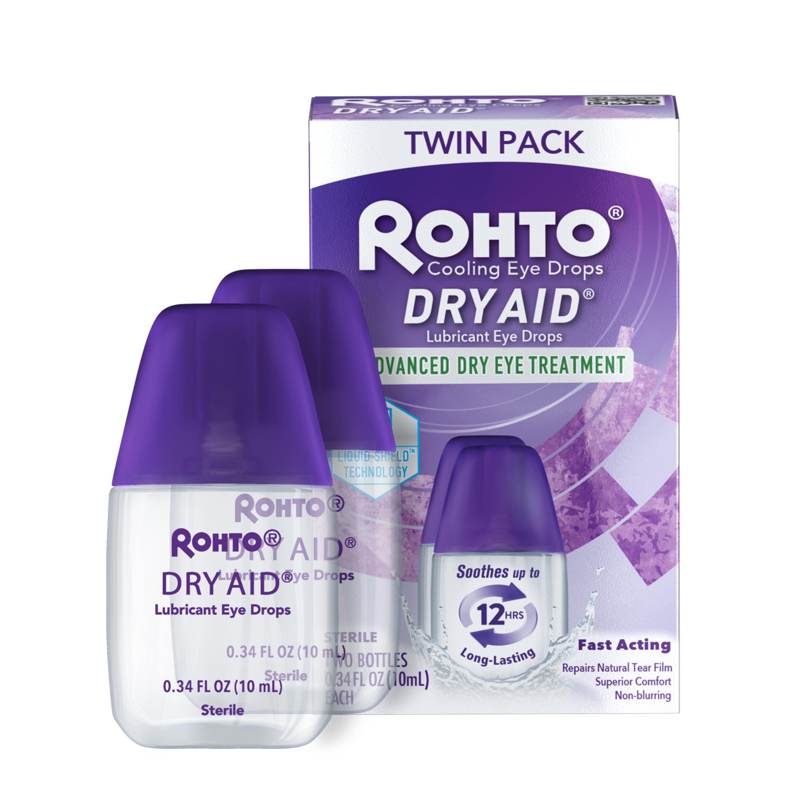 Rohto Dry Aid Lubricant Eye Drops, Fast Relief for Dry Eyes, Long-Lasting Hydration, Dry Eye Symptom Relief, Moisturizing and So