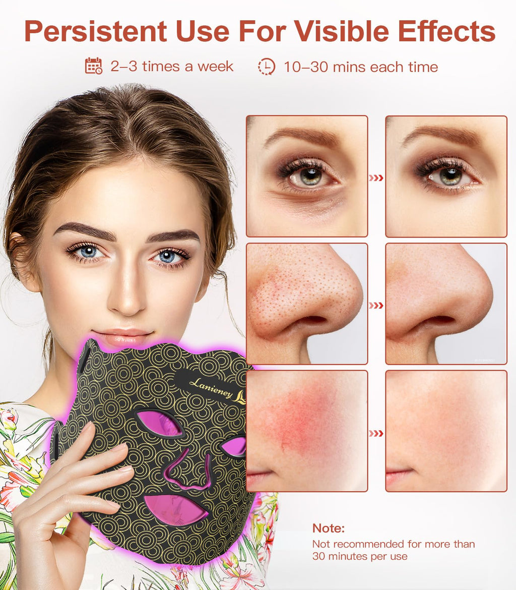 Red Light Therapy for Face, 7 Colors Red Light Therapy Mask with Near-Infrared 850nm, Timing Function, Rechargeable LED Face Mas