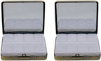 Set of 2 Metal-Plated Weekly (7-Day) Pill Box Case & Portable Medicine Organizer (Antique Brass Victorian)