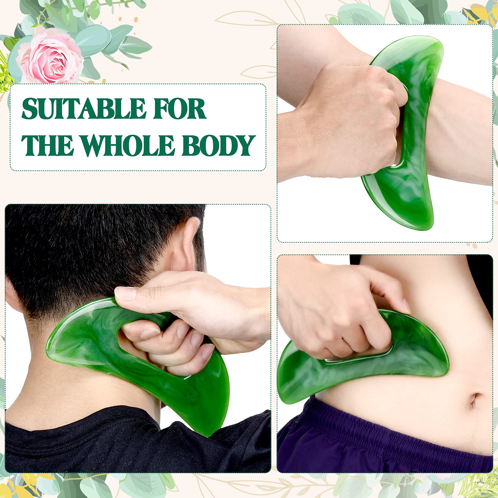 Gua Sha Massage Tool with Handle Resin Massage Tools Lymphatic Drainage Massager Body Shaping Gua Sha Tools for Full Body Men Wo