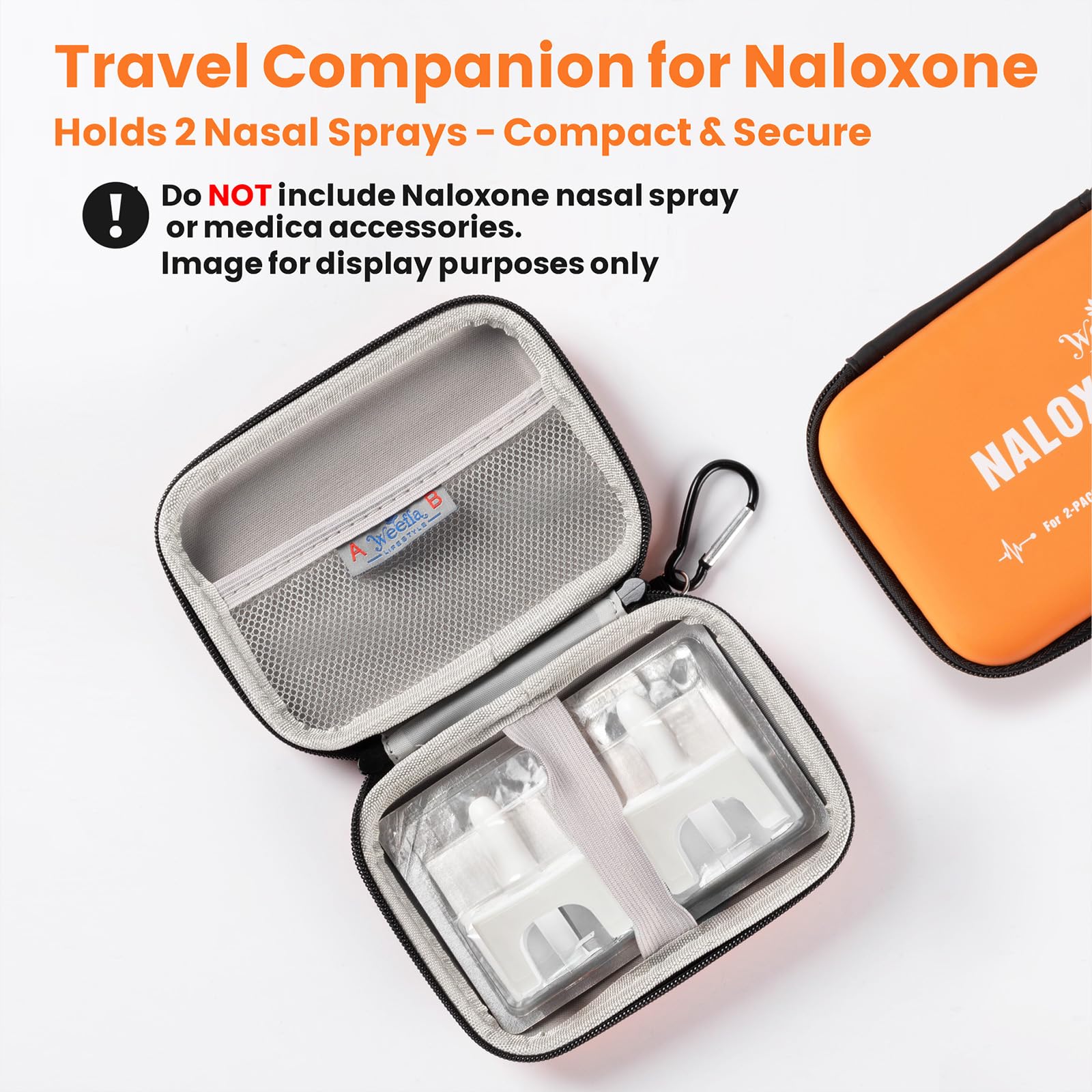 weefla Empty Naloxone Carry Case Kit, Fits 2 Pack Nasal Sprays, for Opioid Overdose Emergency, Hard Shell & Splash Resistant, Hi