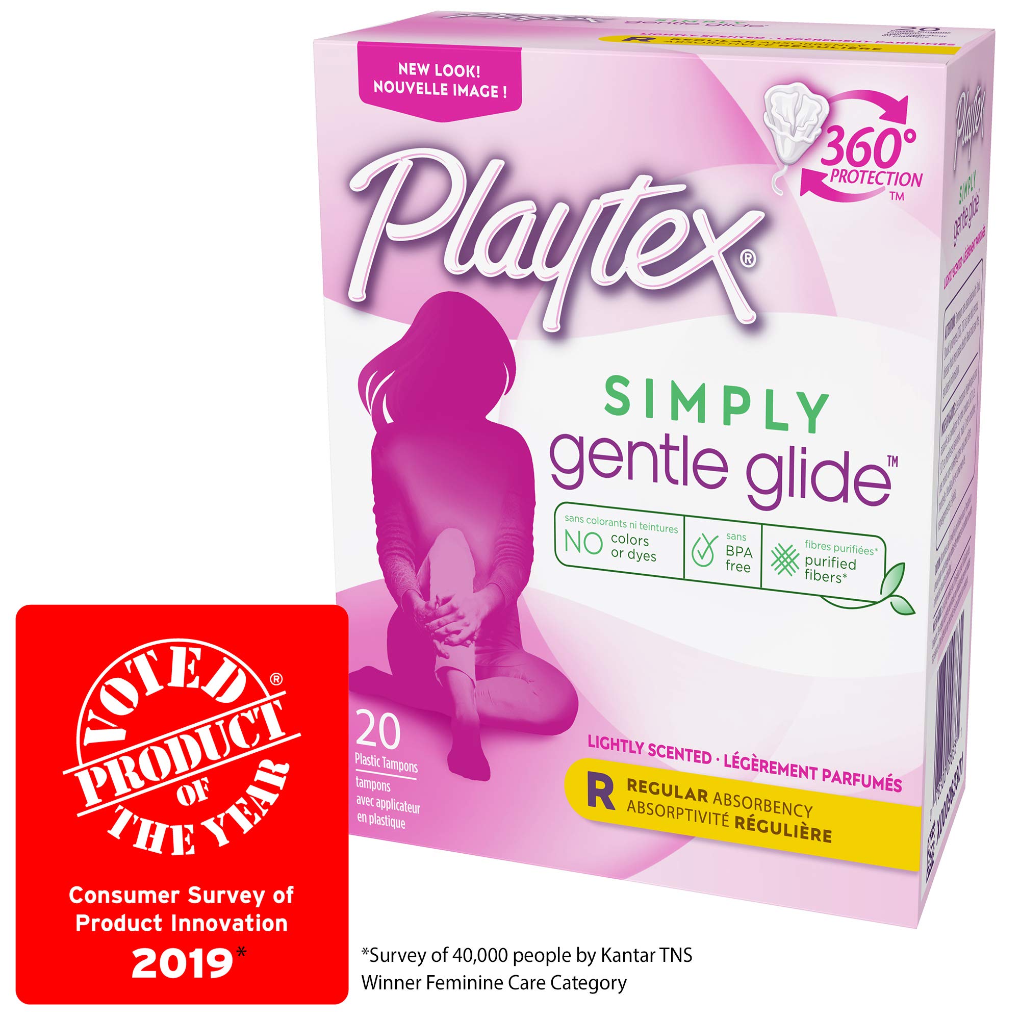 Playtex Gentle Glide Tampons, Fresh Scent Regular Absorbency, 20 Count (Pack of 3)