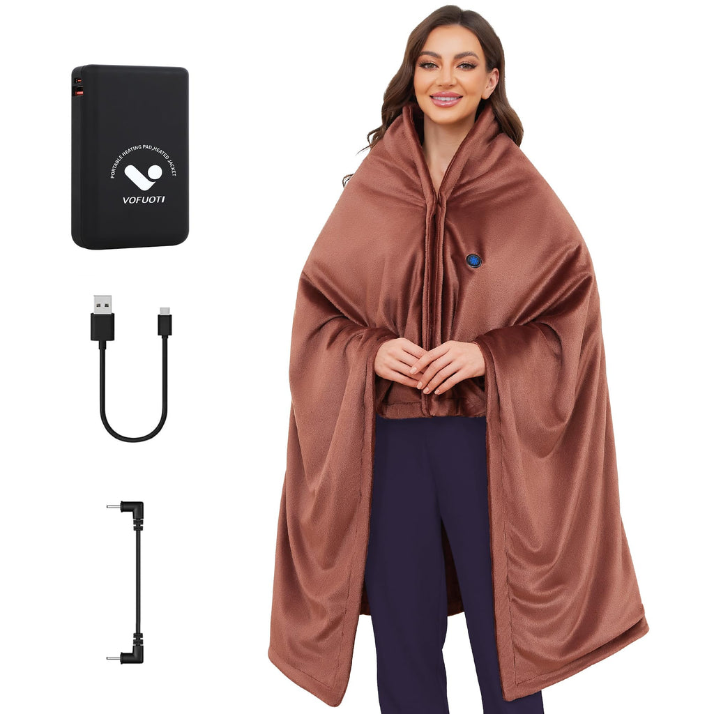VOFUOTI MAX Electric Snuggle Throw Blankets with Battery, 20000mAh, Wearable Heating Throw Blanket Shawl, Cordless Heating Pad f