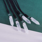 TIKCAUZ Hexagonal Crystal Necklace Clear Quartz Point Pendant with Adjustable Rope Reiki Healing Crystal Stone Gemstone Necklace