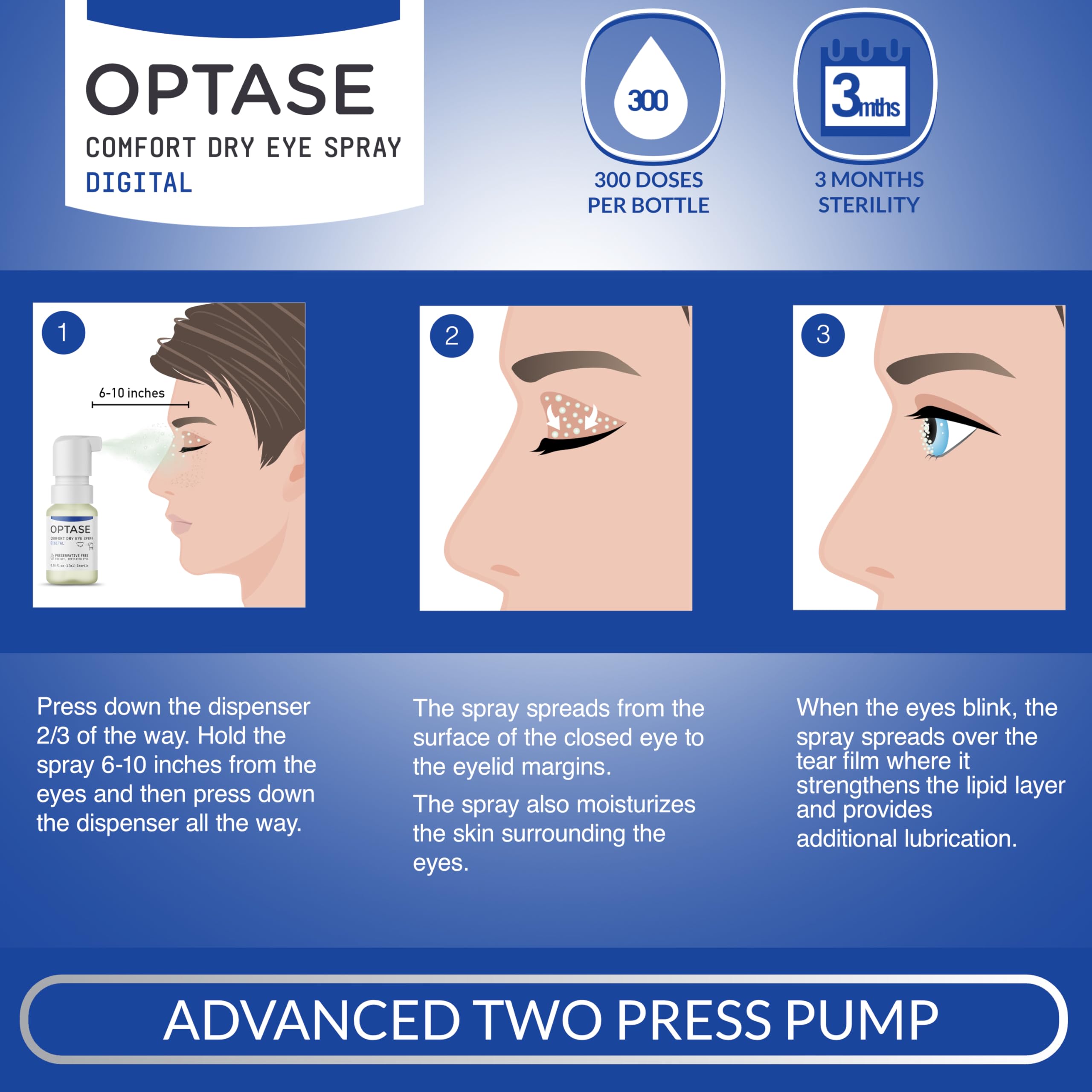 Optase Comfort Dry Eye Spray - Preservative Free Artificial Tears Drops Alternative - Dry Eye Drops in a Convenient Spray - Mult