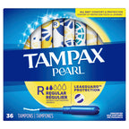 Tampax Pearl Tampons with Plastic Applicator, Regular Absorbency, Unscented, 36 Count