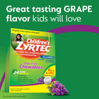 Zyrtec Childrens Dye-Free Chewables for 24 Hour Allergy Relief, 10 mg Cetirizine HCl Antihistamine Tablets, Kids Allergy Medici