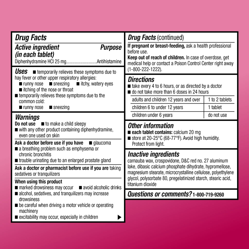 Amazon Basic Care Complete Allergy Relief, Diphenhydramine HCl 25 mg, Relieves Symptoms, Antihistamine Tablets, 400 Count