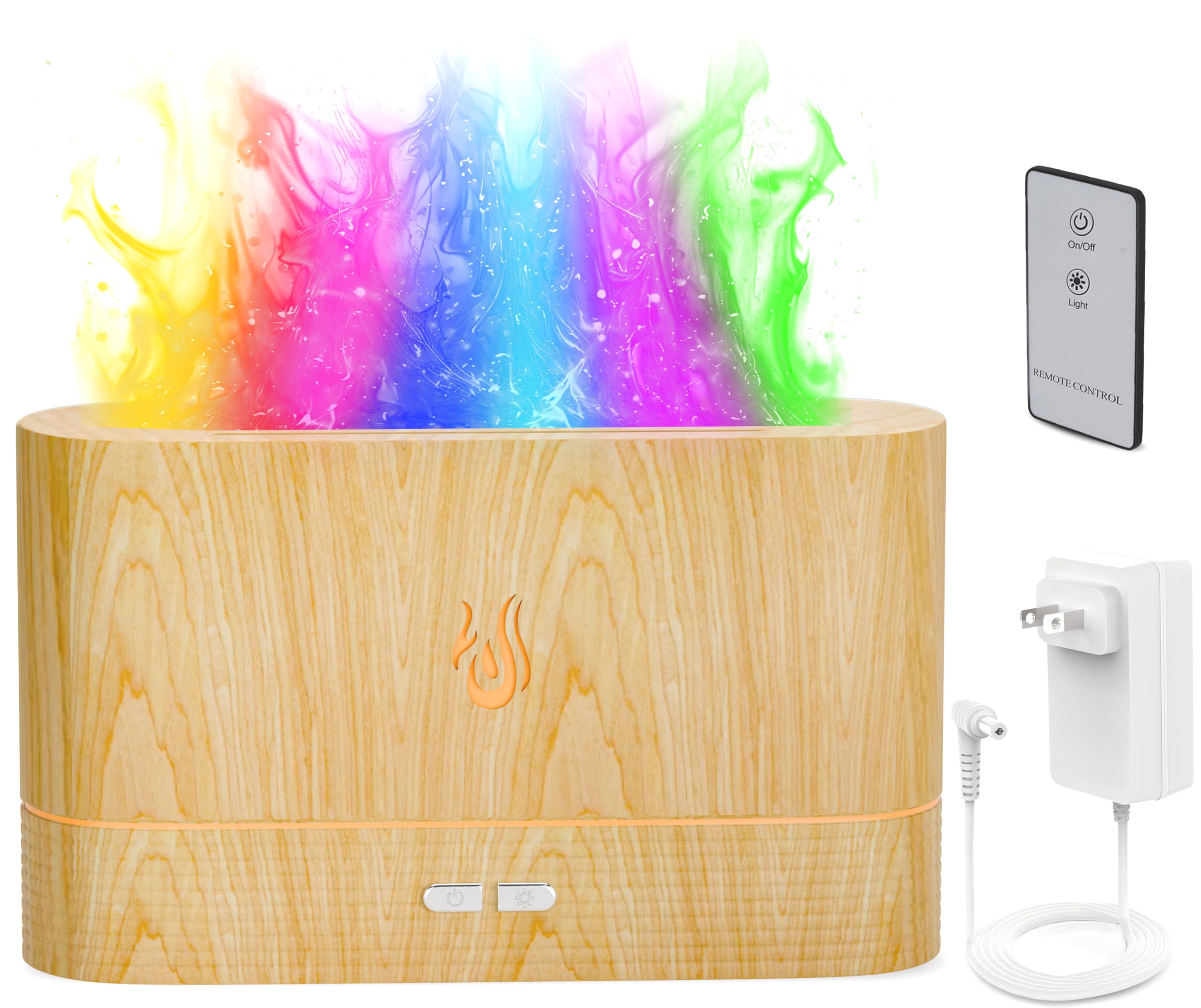 Colorful Aromatherapy Essential Oils Diffuser for Home, Quiet Cool Mist Flame Humidifier for Bedroom with Remote, Fire Flame Dif