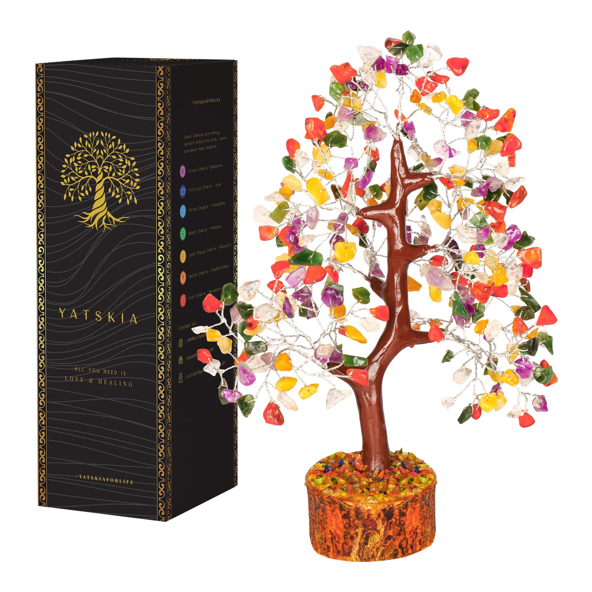 Chakra Tree - Chakra Crystals, Mix Crystal, Money Trees, Tree of Life Chakra, Balancing Tree, Crytals and Gemstones, Good Luck H
