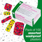 Safety First Aid Group HypaPlast Children's Washproof Plasters, Assorted (Pack of 100) Sterile Hypallergenic