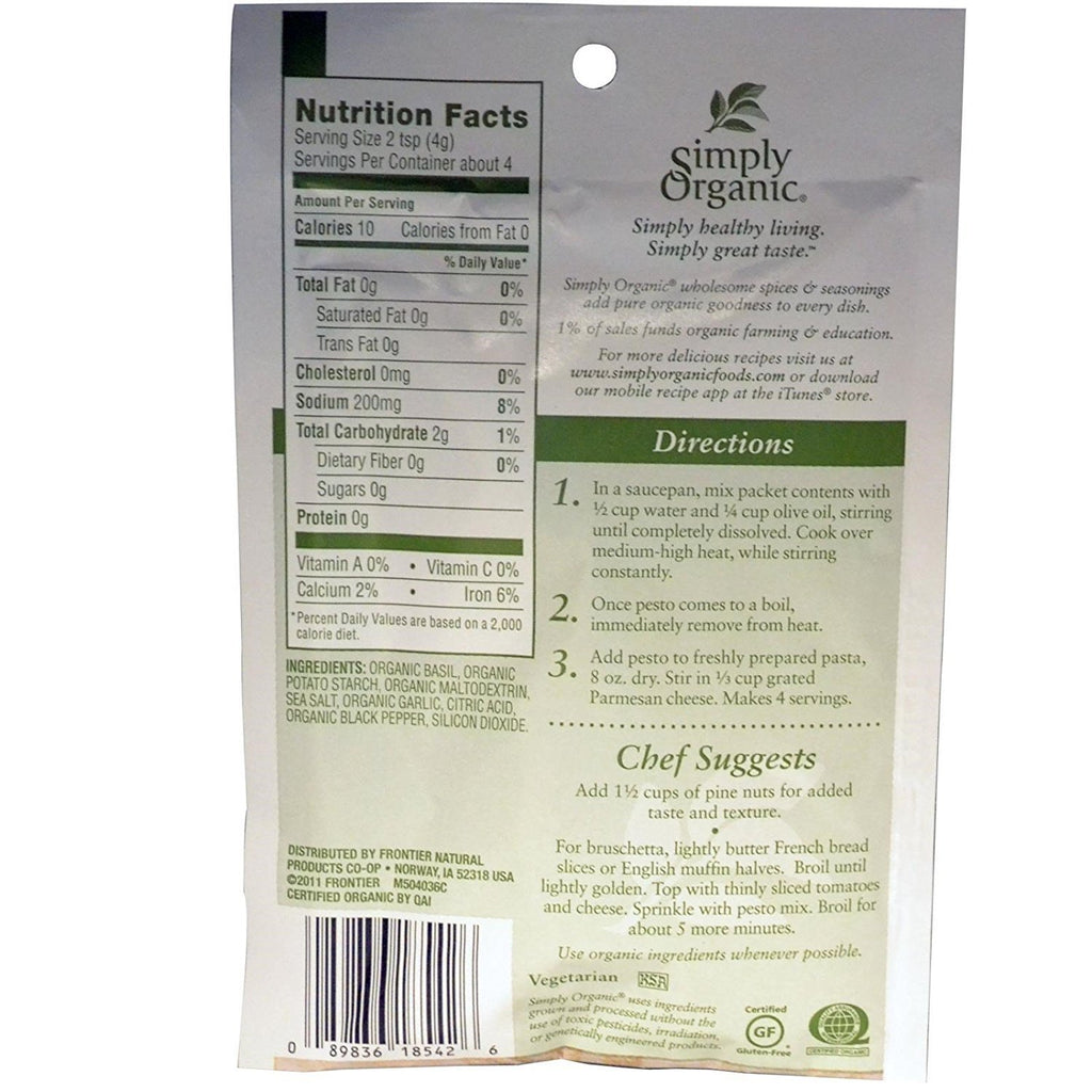 Simply Organic Organic Sweet Basil Pesto Sauce Mix, 0.53 OZ