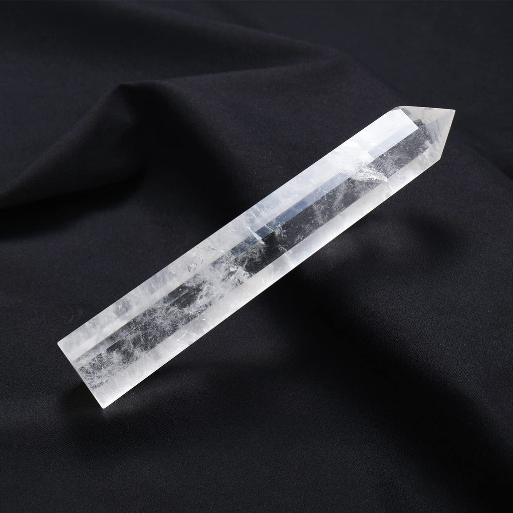 Apengshi Large Clear Quartz Natural Healing Crystal Tower 5.9-6.3 6 Faceted Single Point Chakra Crystal Wand Energy Meditation S
