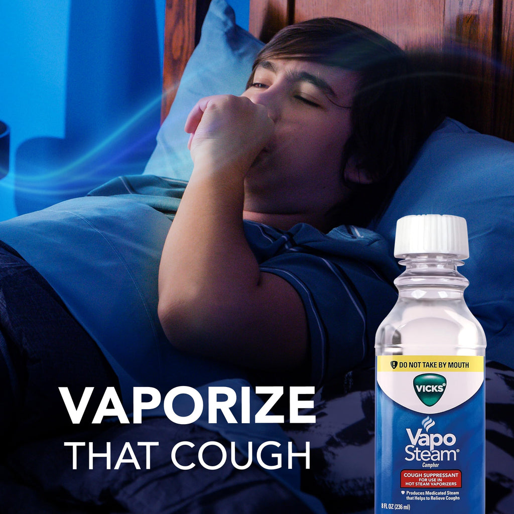 Vicks VapoSteam Medicated Liquid with Camphor, a Cough Suppressant, Helps Relieve Coughing, for Use in Vicks Vaporizers and Humi