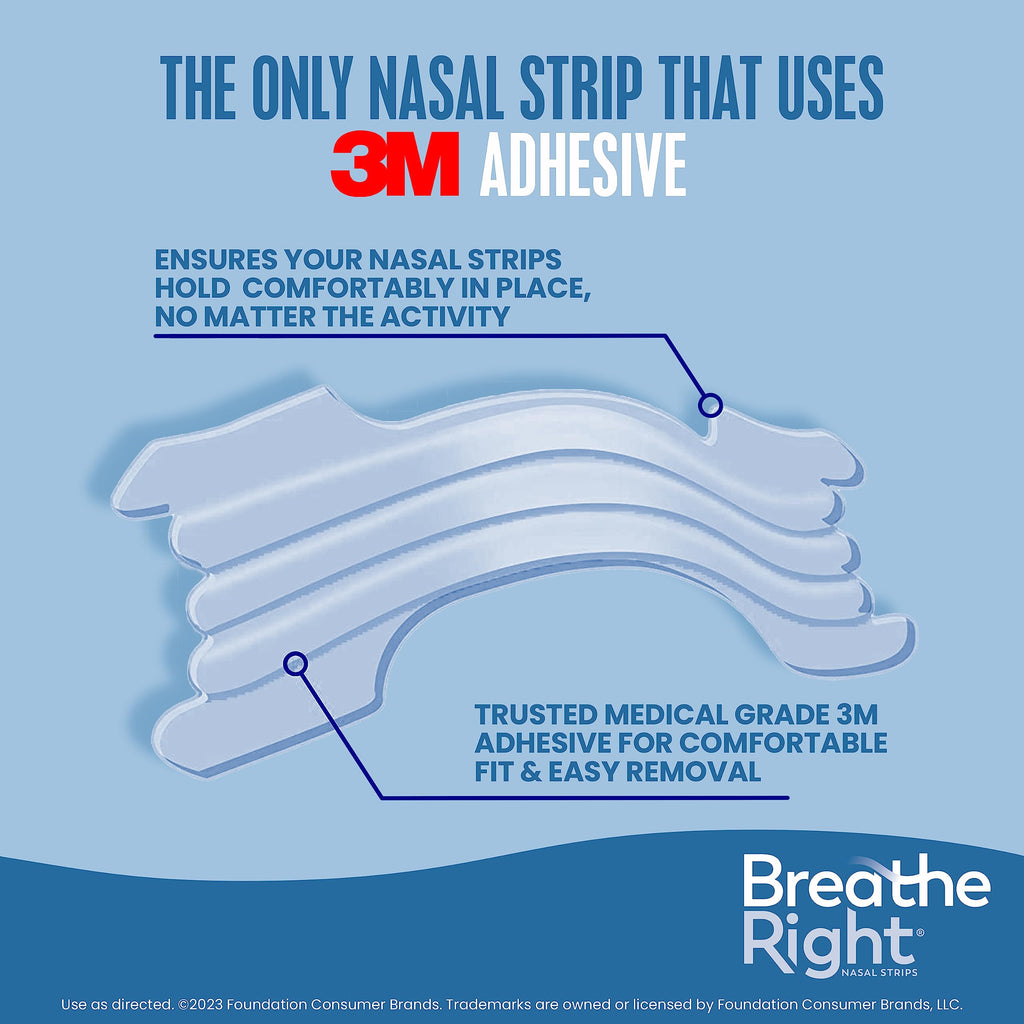Breathe Right Nasal Strips Extra Strength Clear For Sensitive Skin Drug-Free Snoring Solution & Nasal Congestion Relief Caused b
