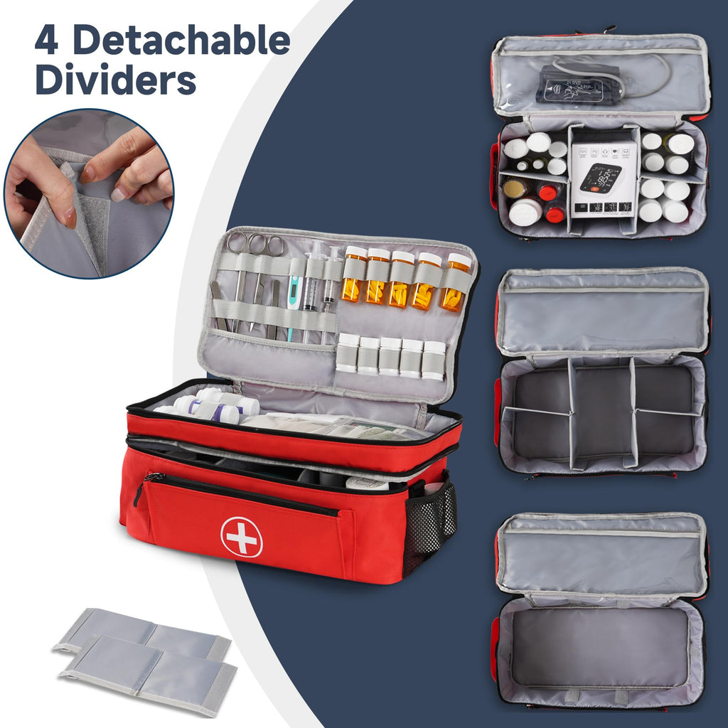 Medicine Organizer and Storage Bag Empty, Family First Aid Box, Pill Bottle Organizer Bag for Emergency Medication, Supplements