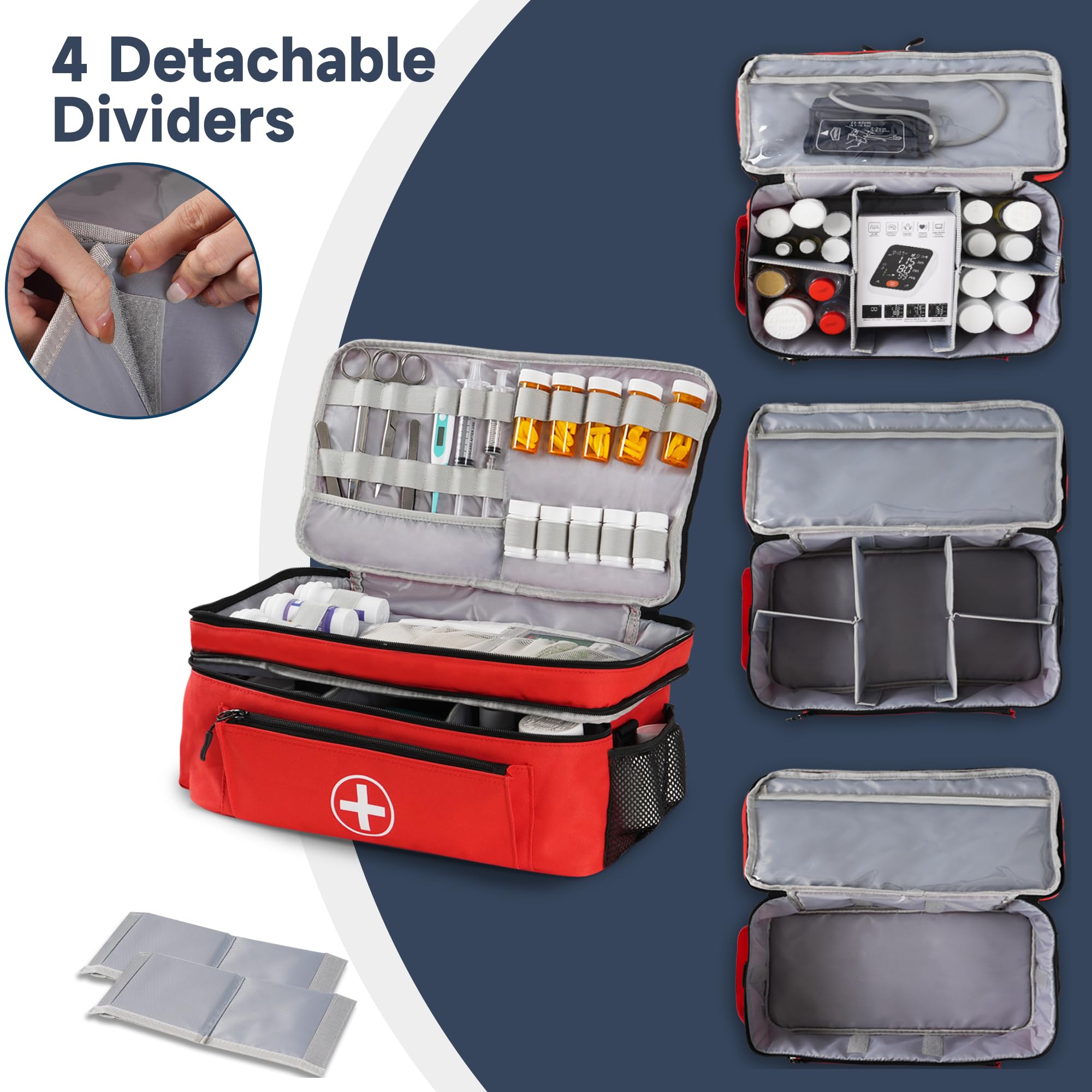 Medicine Organizer and Storage Bag Empty, Family First Aid Box, Pill Bottle Organizer Bag for Emergency Medication, Supplements