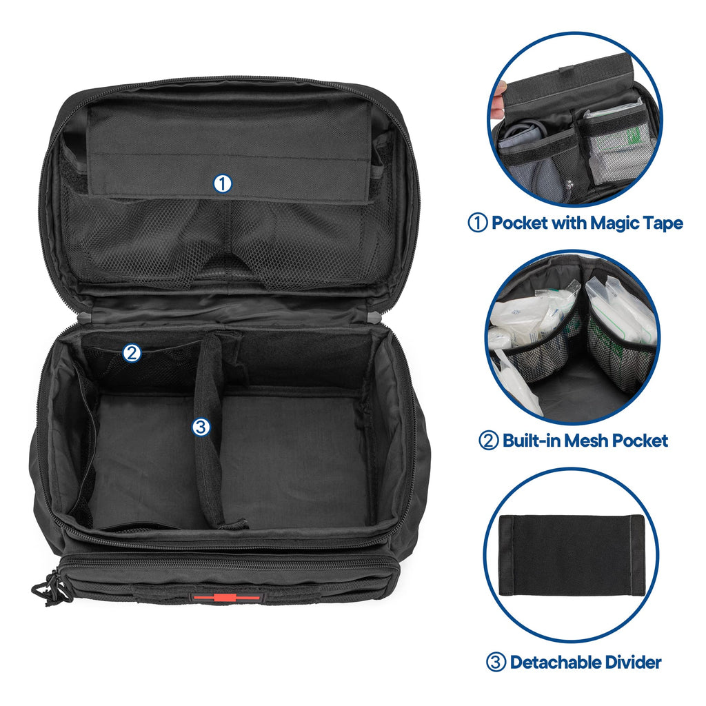 Damero Small Medicine Storage Bag Empty, Emergency Trauma Kit Organizer Bag Family First Aid Box for Hiking, Camping and Home -