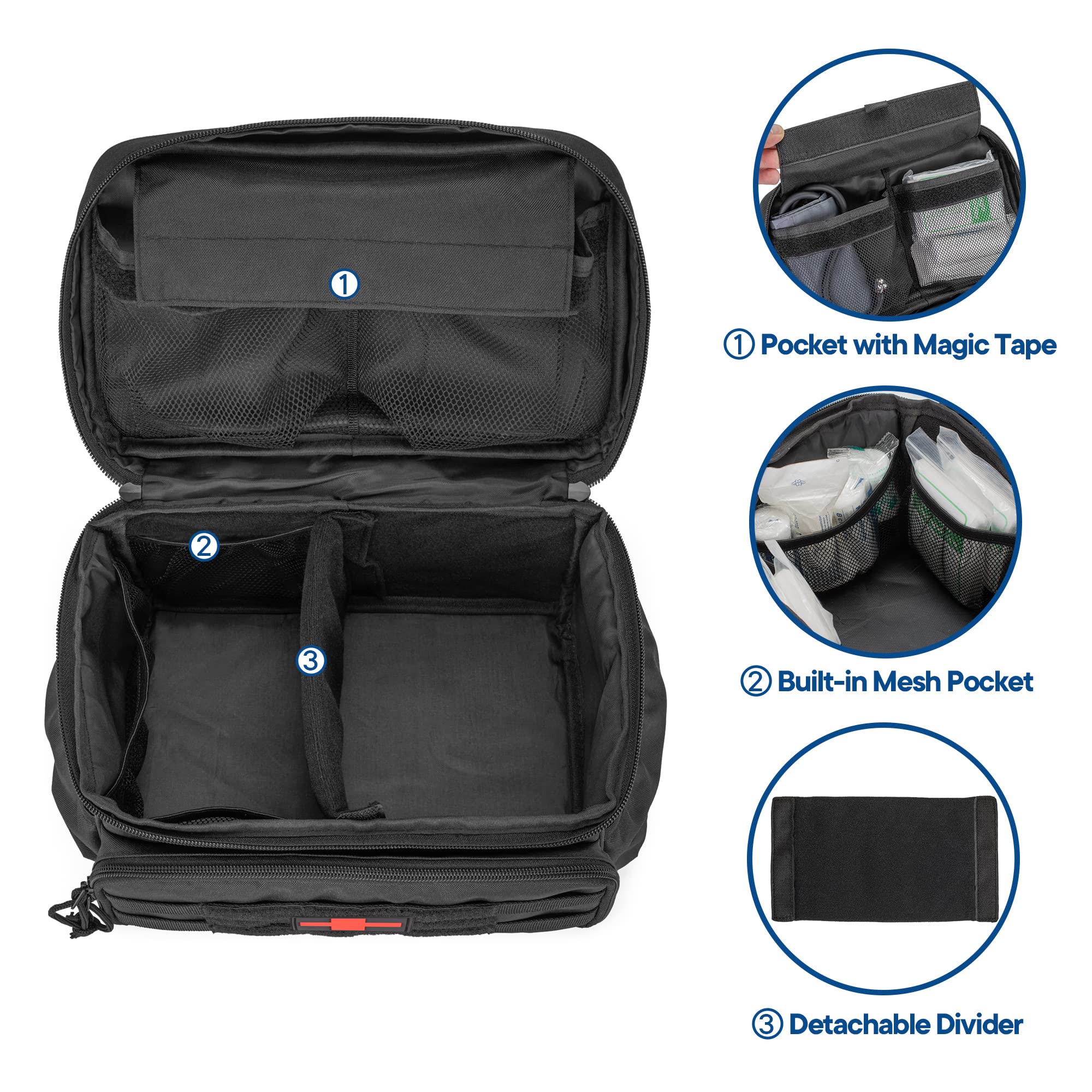 Damero Small Medicine Storage Bag Empty, Emergency Trauma Kit Organizer Bag Family First Aid Box for Hiking, Camping and Home -