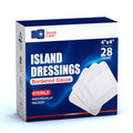 GauzeCare Island Dressing 4x4 inch 28 Pcs| Individually Packed Sterile Pouches| 2x2 Non-Stick Pad in Center with Acrylic Adhesiv