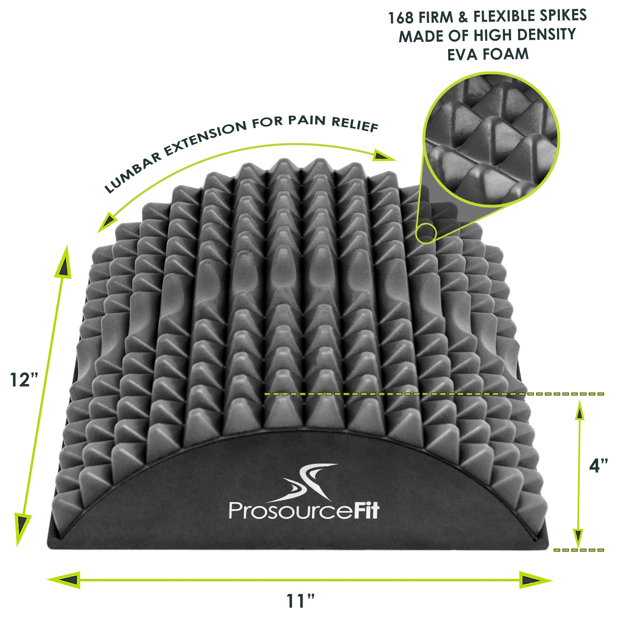 ProsourceFit Arched Back Stretching Spike Orthopedic Traction Device & Lower Lumbar Massage Support, Black