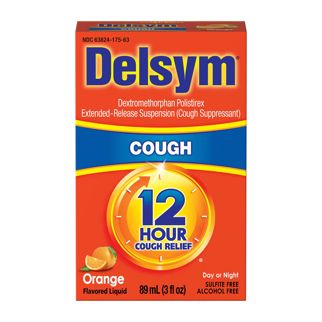 Delsym Cough Relief Medicine, Powerful Cough Relief for 12 Good Hours, Cough Suppressing Liquid, 1 Pharmacist Recommended, Orang