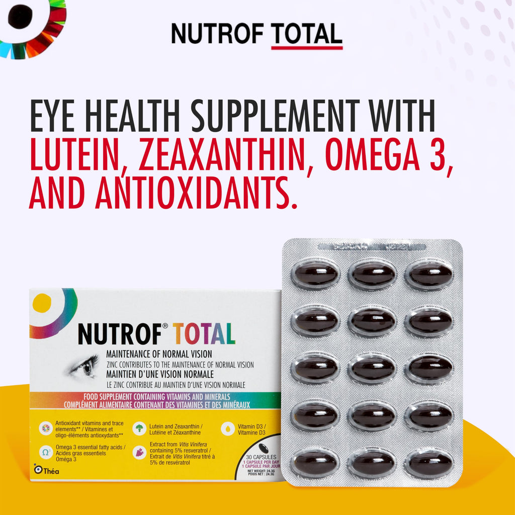 Nutrof Total Capsules - Eye Health Supplement with Lutein, Zeaxanthin, Omega 3, and Antioxidants | Essential Nutrients for Optim