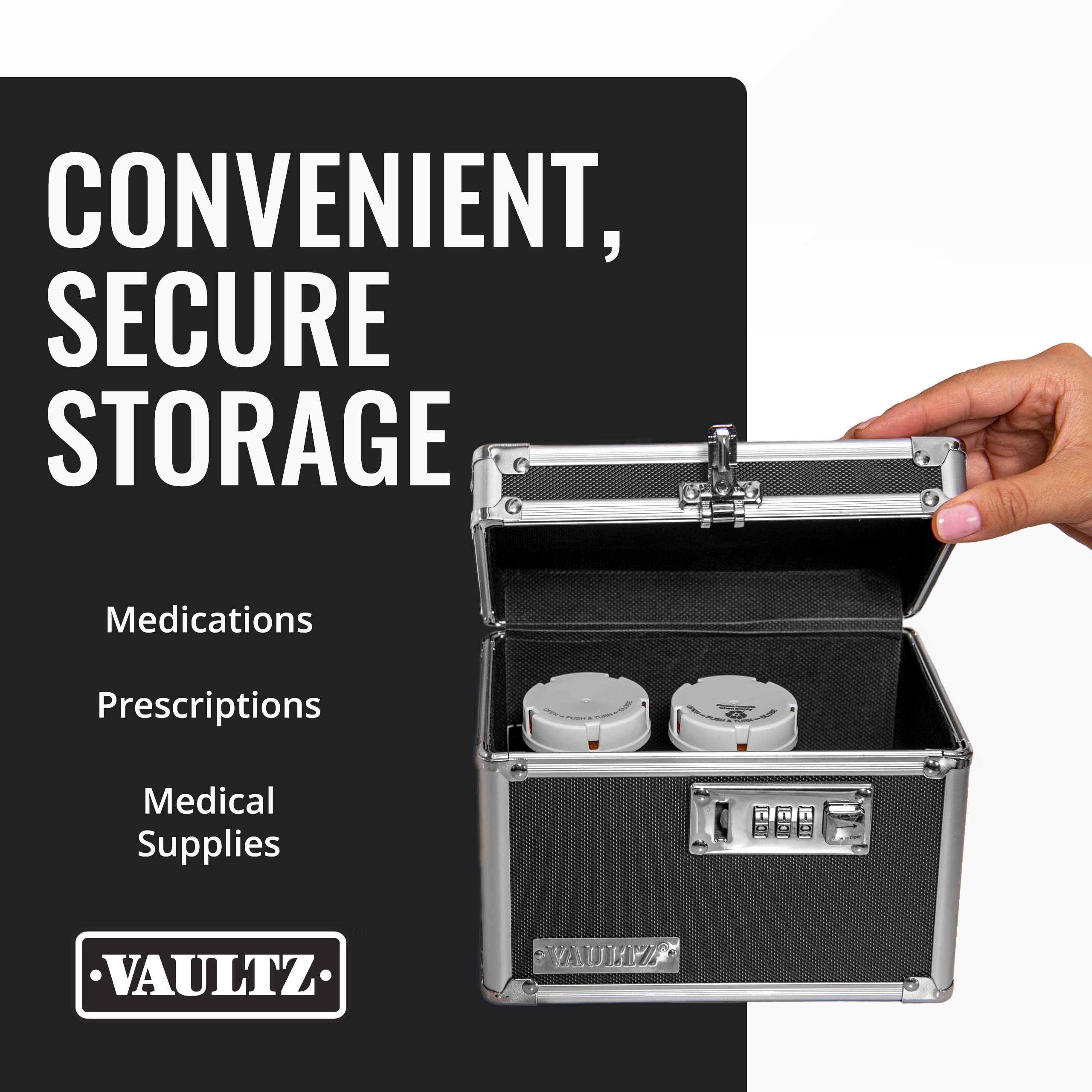 Vaultz Medicine Lock Box - 5 x 7 x 5 Inches - Secure Cabinet Safe with Combination Lock - Ideal for Medications and Small Valuab