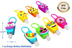 KINIA 8 Pack Empty Mixed Kids Hand Sanitizer Travel Size Holder Keychain Carrier, 8-1 fl Oz. Flip Cap Reusable Empty Portable Bo