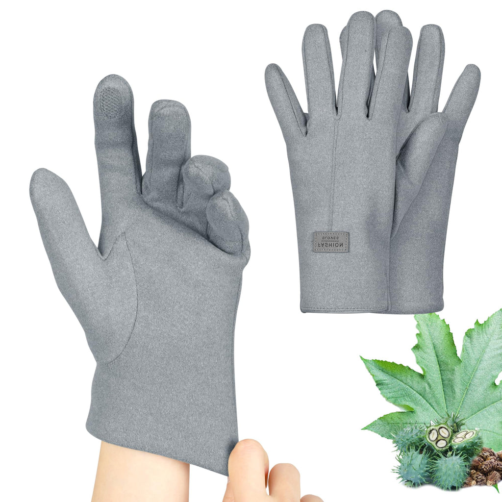 2 Pcs Castor Oil Pack Wrap for Hands, Organic Castor Oil Wrap Castor Oil Gloves for Wrist Arthritis and Carpal Tunnel Gray(Oil a