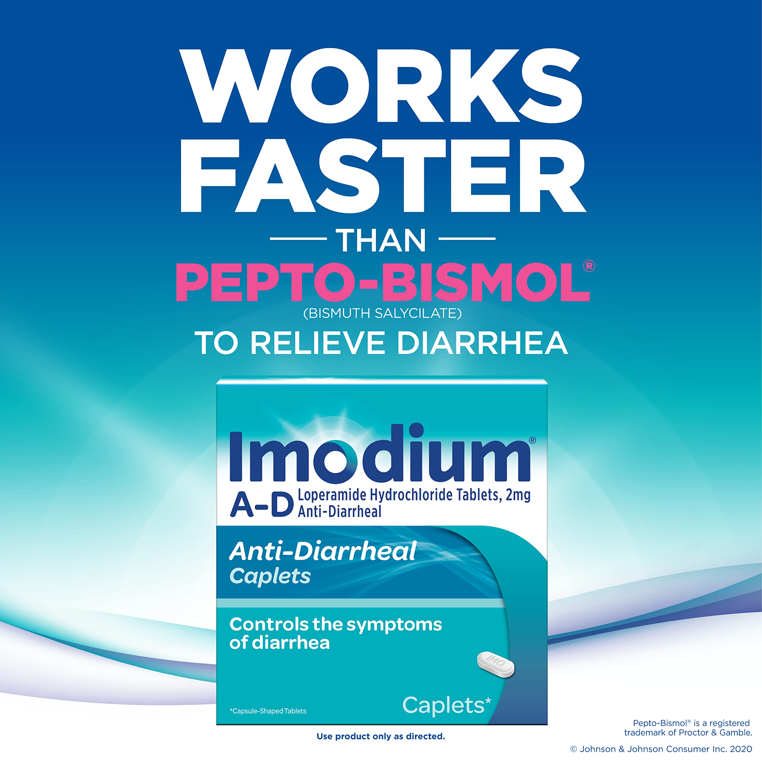 Imodium AD Diarrhea Relief Caplets -Loperamide Hydrochloride Anti-Diarrheal Medicine (294314), Blue, 6 Count