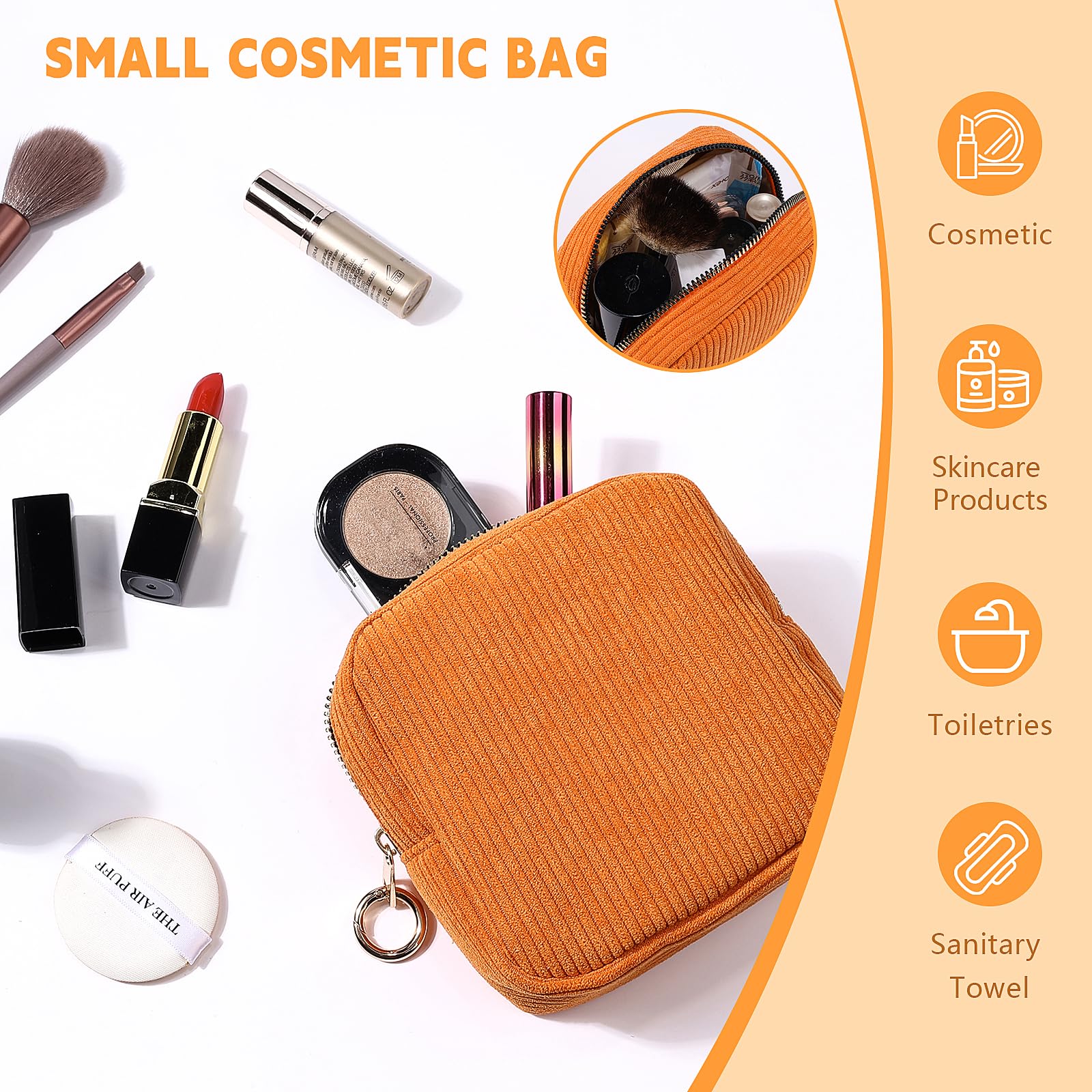 Playexen Period Bag for Teen Girls, Corduroy Sanitary Napkin Storage Bag, Period Pouches Menstrual Pad Bag Tampon Holder for Pur