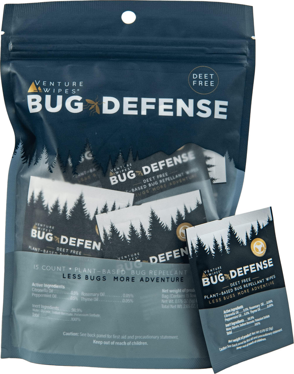 Venture Wipes Natural Mosquito Repellent Wipes - DEET-Free Bug Repellant - Long Lasting Insect Repellent Wipes - Travel Friendly
